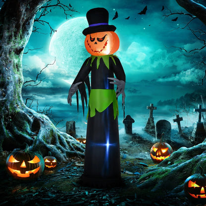 8FT Tall Halloween Inflatable Pumpkin Ghost in A Hat