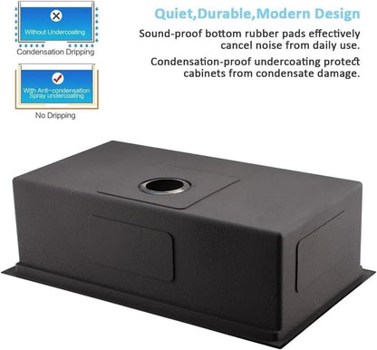 Single Bowl Workstation Sink Black Stainless Steel 50x45cm