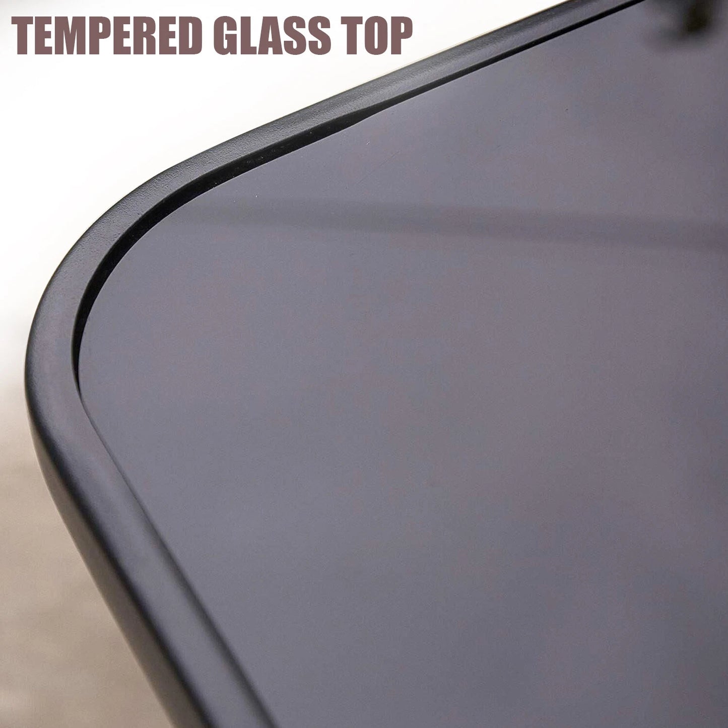 Garden Furniture Glass Top Side Table Patio Rattan Foldable Drinks Coffee Black