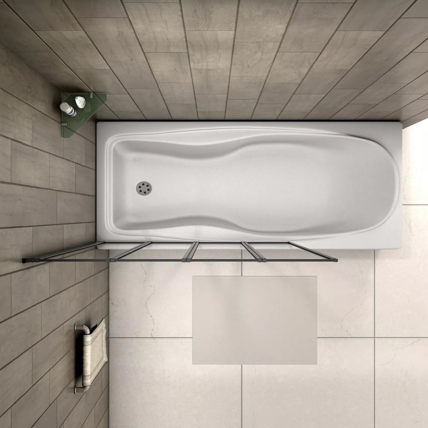 Matt Black 4 Fold Folding Bath Screen Shower Bathroom 4mm Glass Panel 1000x1400