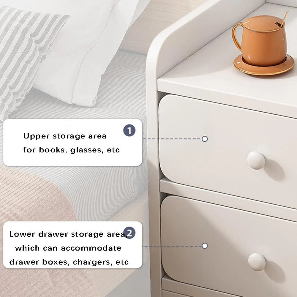 Bedside Table White Drawer Cabinet