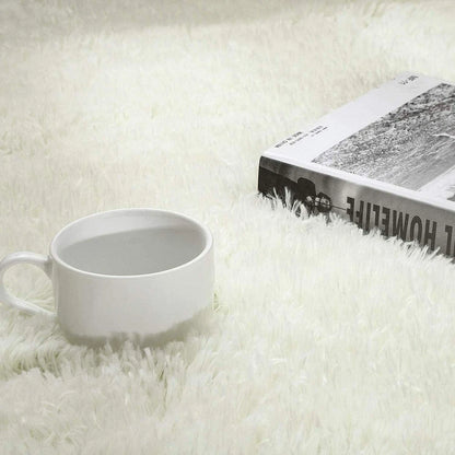 Cream Color Fluffy Large Rugs Anti-Slip Super Soft Carpet Mat Floor Living Room Bedroom Rug