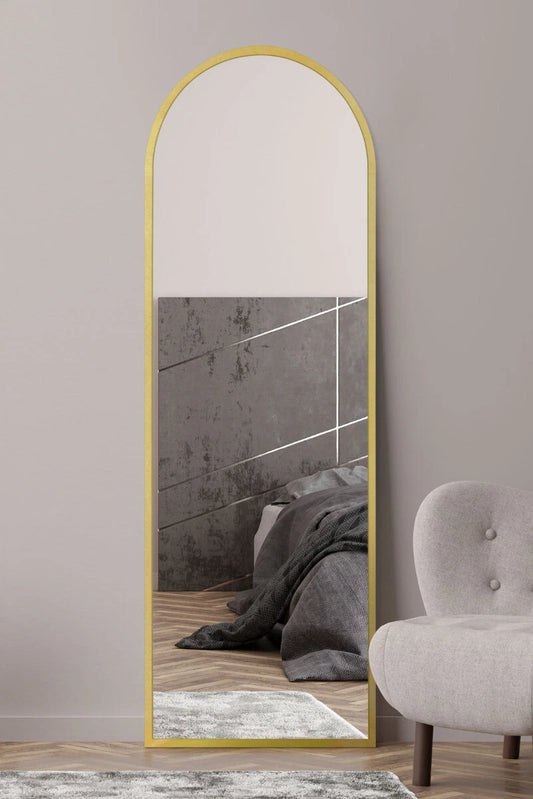 The Arcus New Extra Large Gold Framed Arched Mirror - 71" X 24" 180 x 60cm
