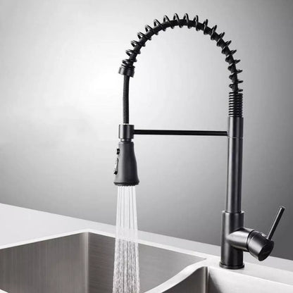Matt Black Monobloc Kitchen Sink Mixer Tap with Pull Out Hose Spray Single Lever