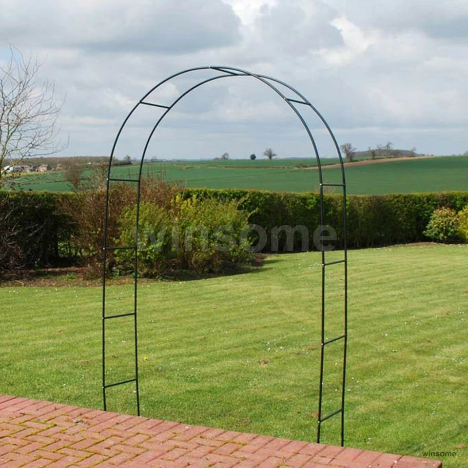 LARGE 2.4M HEAVY DUTY METAL GARDEN ARCH STRONG ROSE CLIMBING PLANTS SUPPORT