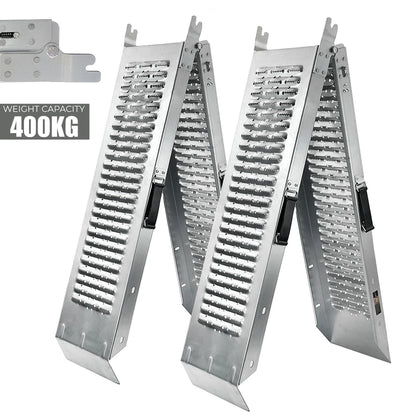 2X Foldable Loading Ramps 400KG 180Cm For Golf Buggy Lawnmower Quad Scooter