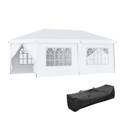 3x6m Popup Garden Heavy Duty Gazebo Marquee Party Tent Canopy with 6 Side Walls