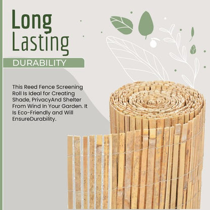 Bamboo Slat Fence Screen Roll Screening Fencing Privacy Sun Panel Garden Outdoor