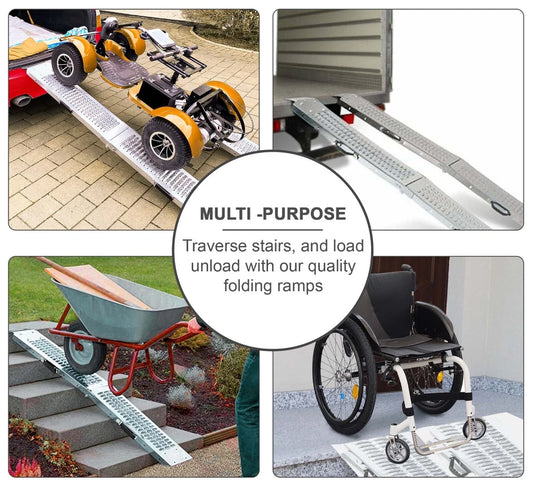 2X Foldable Loading Ramps 400KG 180Cm For Golf Buggy Lawnmower Quad Scooter