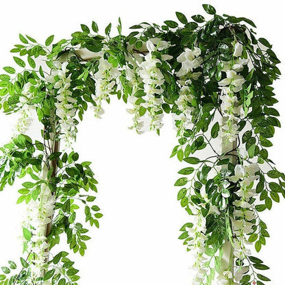 2X7FT Artificial Wisteria Vine Garland Foliage Flower Plant Trailing Home Decor