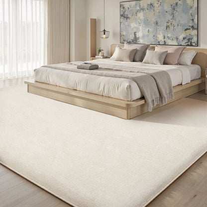 Cream Fluffy Anti-Slip Mat Living Room Bedroom Rug Carpet