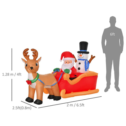 6.5ft Christmas Inflatable Santa Claus on Sleigh Deer LED Lighted for Decoration