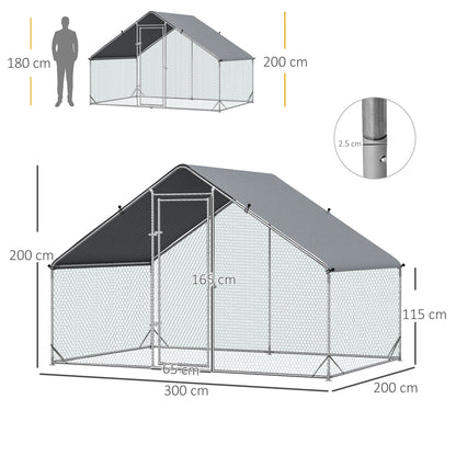 Walk In Chicken Run Galvanized Chicken Coop Hen House w/ Water-Resist Cover