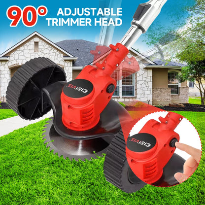 21V Cordless Electric Strimmer Grass Trimmer Weeder Garden Edger 2 Battery Wheel