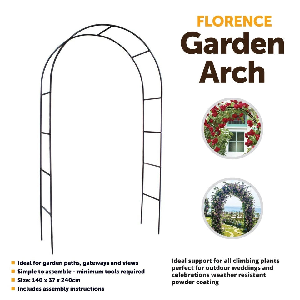 LARGE 2.4M HEAVY DUTY METAL GARDEN ARCH STRONG ROSE CLIMBING PLANTS SUPPORT