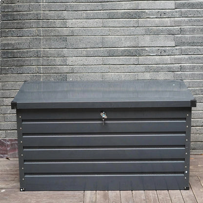 Dark Grey 420L Metal Storage Box Garden Outdoor Shed Utility Cushion Chest Truck