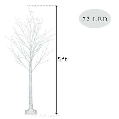 Outdoor 4ft, 6ft, 8ft Birch Christmas Twig Tree Pre Lit Ice Warm White Multi LED
