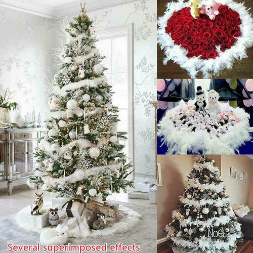 2M Christmas Tree White Feather Boa Strip Xmas Ribbon Home Party Garland❀