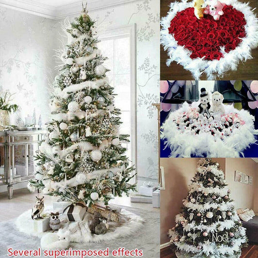 2M Christmas Tree White Feather Boa Strip Xmas Ribbon Home Party Garland❀