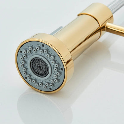 Modern Gold Kitchen Mixer Taps Pull out Spray 360° Mono Single Lever Sink Faucet