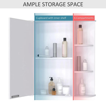 Wall Mounted Bathroom Cabinet with Mirror Single Door Storage Shelves