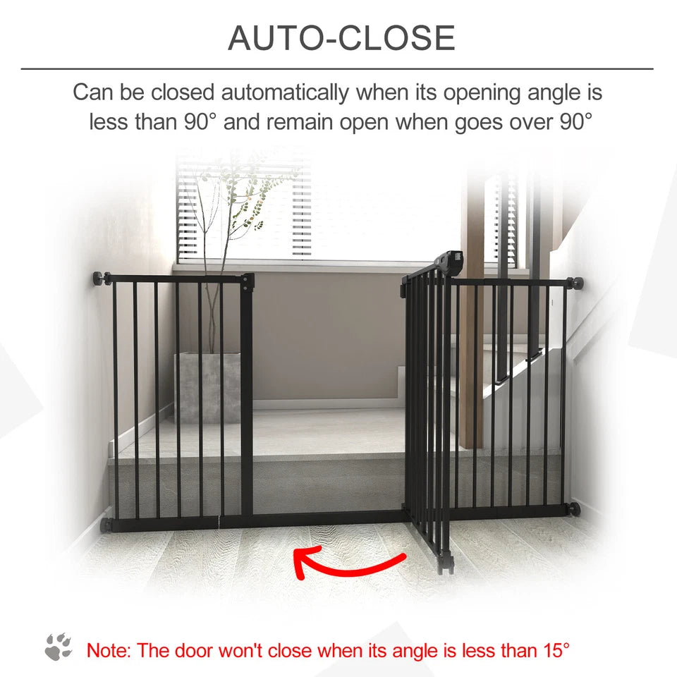 BabyDan Black Extra Wide Self Closing Kids Pressure Fit Stair Safety Gate