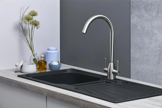 Kitchen Sink Single black  1.0 Bowl Reversible Inset With Waste Kit