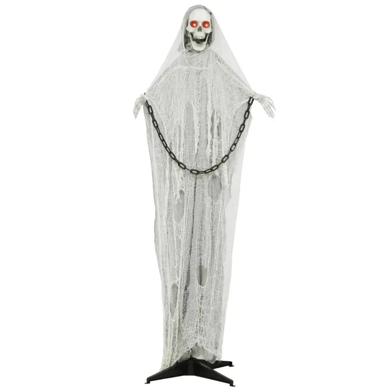 6' Halloween Animated Grim Reaper Skeleton, Glowing Eyes