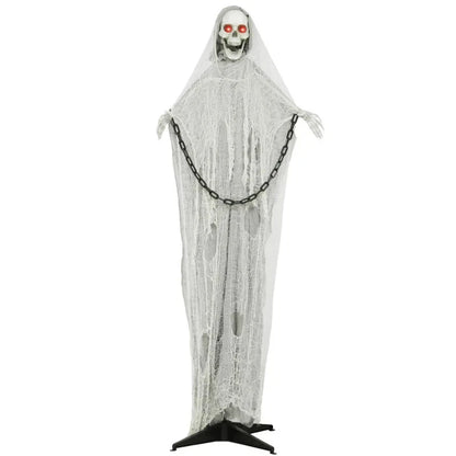 6' Halloween Animated Grim Reaper Skeleton, Glowing Eyes