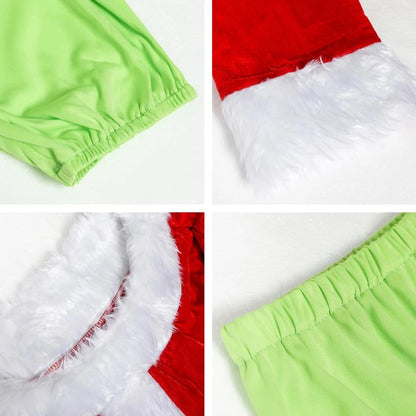 Adult Santa Grinch Costume Xmas Cosplay Men Christmas Santa Fancy Dress Full Set