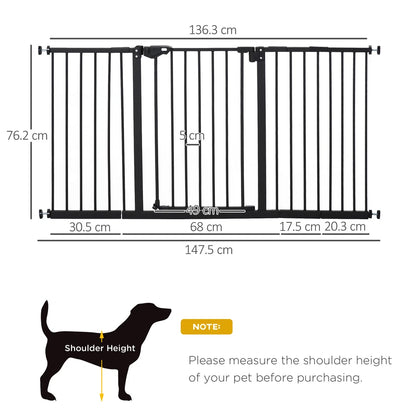BabyDan Black Extra Wide Self Closing Kids Pressure Fit Stair Safety Gate