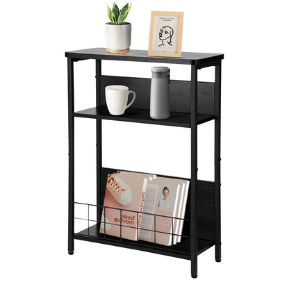 Vintage Narrow Side Table with Storage Shelf, 3 Tier Slim End Table Modern Sofa