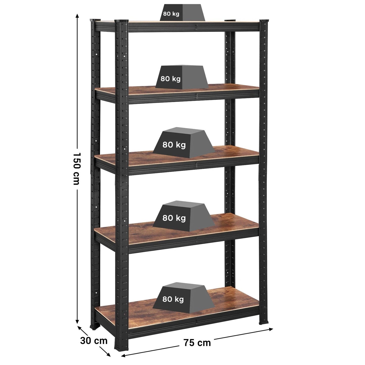 Shelving Unit 650kg Load Capacity Industrial Adjustable Rustic Brown