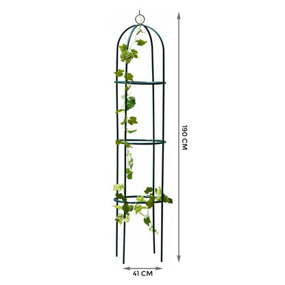 1.9M GARDEN OBELISK BLACK METAL OUTDOOR TRELLIS CLIMBING PLANT SUPPORT FRAME