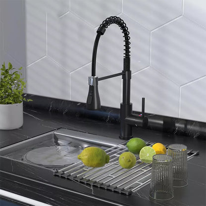 Matt Black Monobloc Kitchen Sink Mixer Tap with Pull Out Hose Spray Single Lever
