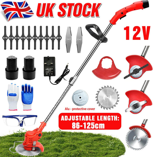 3-in-1 Cordless Strimmer Grass Trimmer Cutter Garden Lawn Edger + 2x 12V Battery