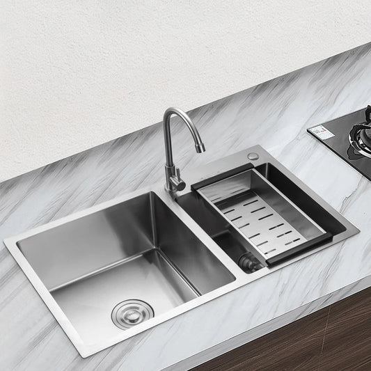 Double Bowl Stain less Steel Drop in Kitchen Sink Dish Washer Vegetable Sink