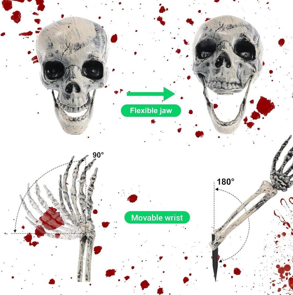 Large Ground Breaking Skeleton with Light Up Eyes Halloween Decoration Prop