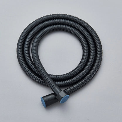 Black Exposed Bathroom Shower Twin Head Large Bar Set Square Valve Rail Hose Tap