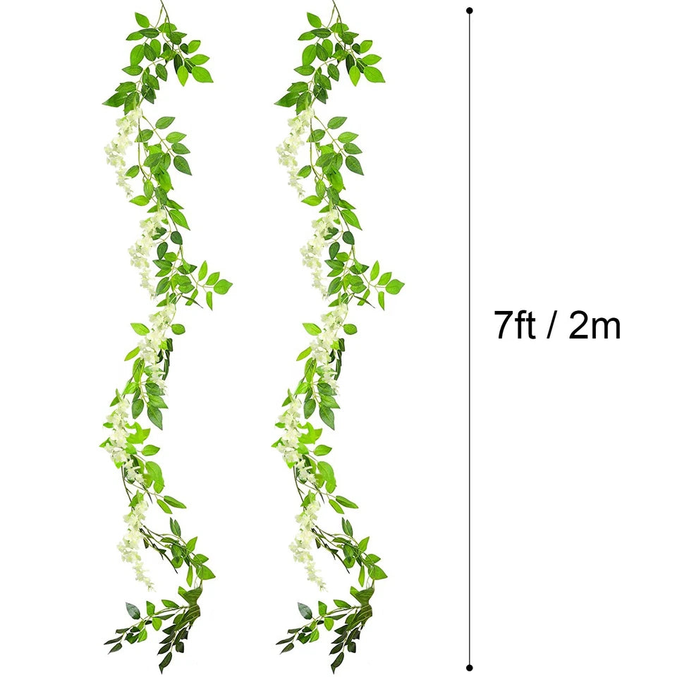 2X7FT Artificial Wisteria Vine Garland Foliage Flower Plant Trailing Home Decor