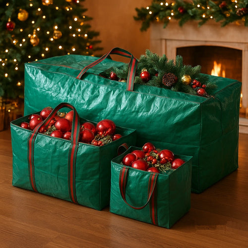 SET OF 3 GREEN CHRISTMAS TREE STORAGE BAG