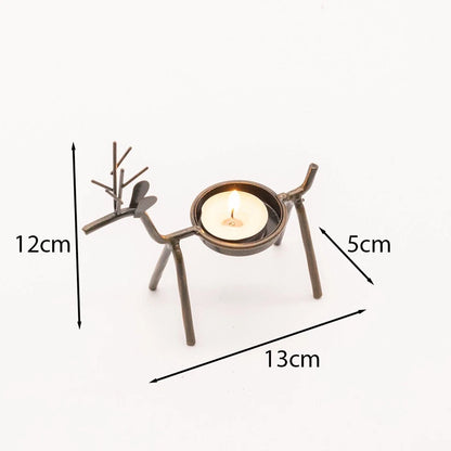 6x Christmas Reindeer Tea Light Candle Holders & Tealights Xmas Home Decor Gift
