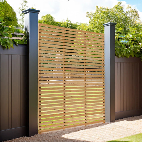 6ft Contemporary Slatted Rough Sawn Treated Fence Panel