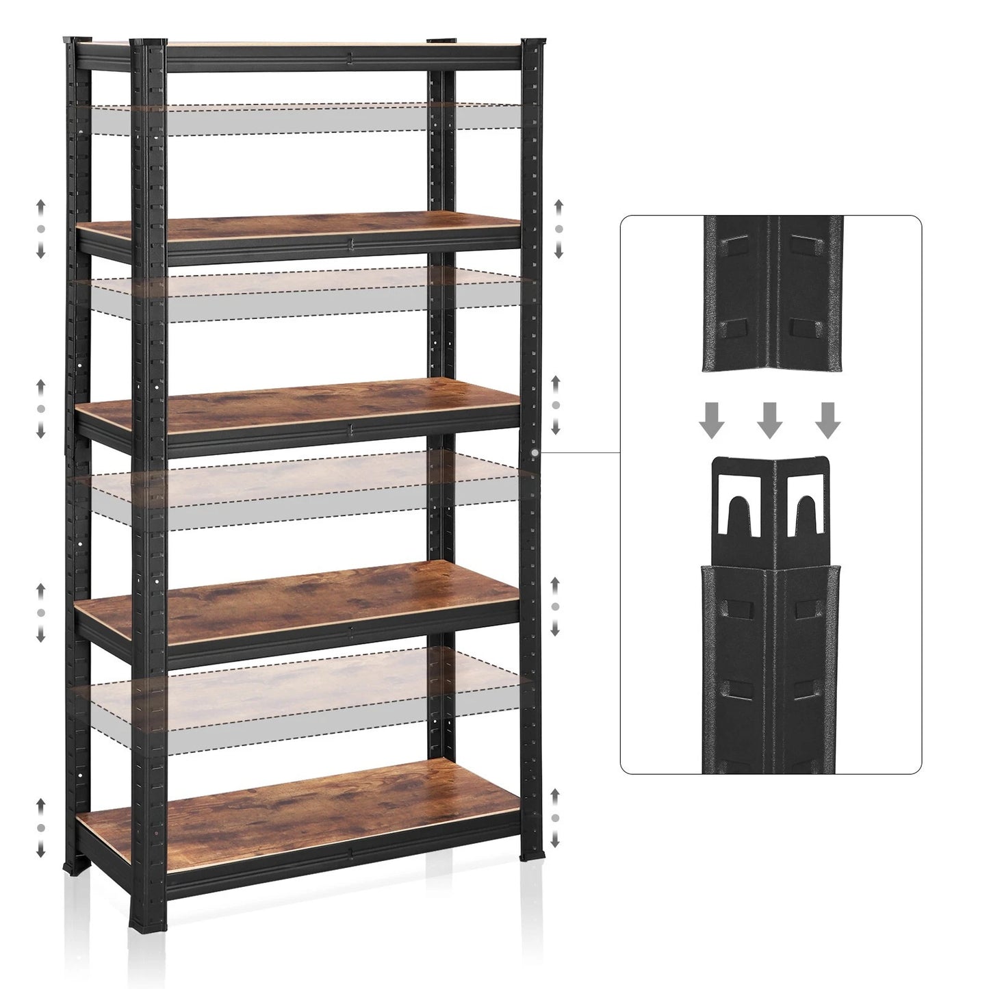 Shelving Unit 650kg Load Capacity Industrial Adjustable Rustic Brown