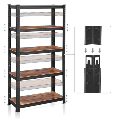 Shelving Unit 650kg Load Capacity Industrial Adjustable Rustic Brown
