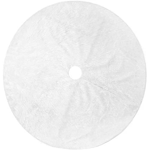 White Faux Fur Christmas Tree Skirt Base Xmas Floor Mat Ornaments Decoration UK