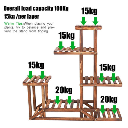 Wood Flower Display Plant Stand 5 Tier Corner Shelf Storage Rack Indoor Outdoor