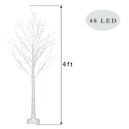 Outdoor 4ft, 6ft, 8ft Birch Christmas Twig Tree Pre Lit Ice Warm White Multi LED