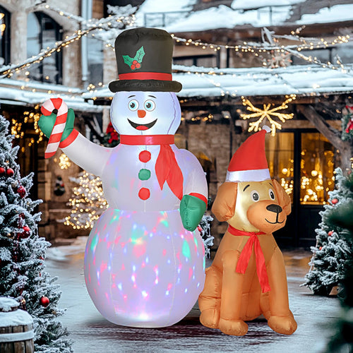 6FT Christmas Inflatables Snowman & Dog for Indoor Outdoor Decor
