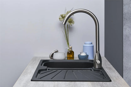 Kitchen Sink Single black  1.0 Bowl Reversible Inset With Waste Kit